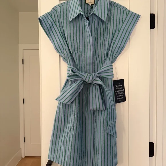 NWT Tuckernuck Delphinium Seersucker Mini Callie Dress - Medium - Picture 6 of 9